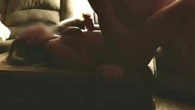 Wife getting fucked on the coffee table by her young friend