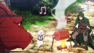 Monster Hunter reference in new anime. It was so abrupt, it made me cackle. (Anime: Dragon, Ie wo Kau.)