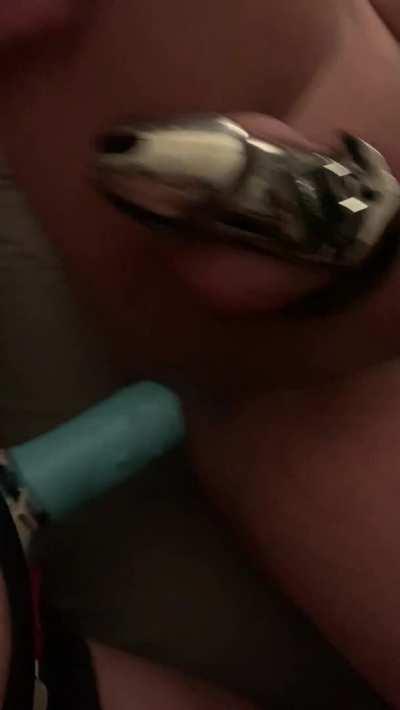 I like giggling at him and listening to him moan while he takes baby blue. Such a good