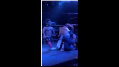 Guy Climbs Into Wrestling Ring And They Beat The Shit Out Of Him