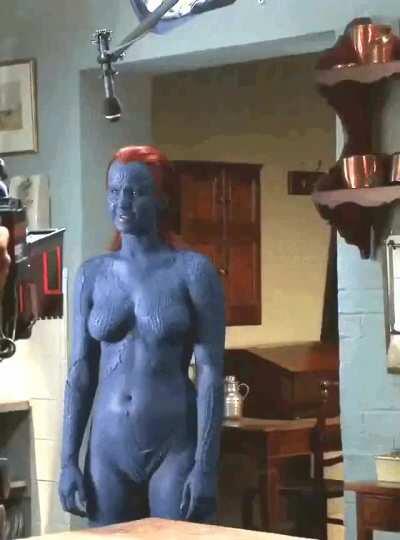X-Men: First Class (2011) + Behind the Scenes Jennifer Lawrence as Mystique [cropped, sharpen, brightened, color corrected] 1080p