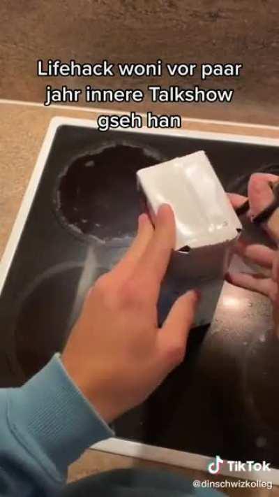 To pour milk into a cup