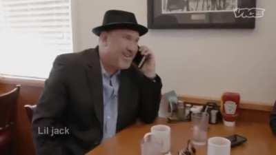 Man fakes a phone call and stresses that 