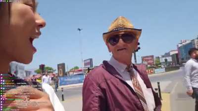 South Korean broadcaster Mhyochi was verbally and physically harassed by an old Turkish man while touring Istanbul while doing a live broadcast.