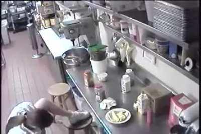 Waitress puts hotdog in her vagina before serving it. Imagine the taste