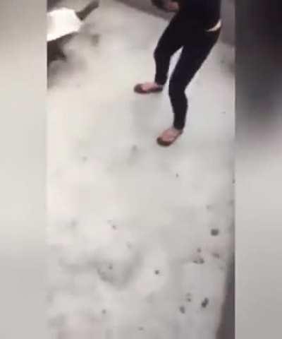 Human vs giant rat in gladiator pit