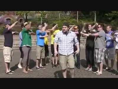 Guys being dudes while singing this shit