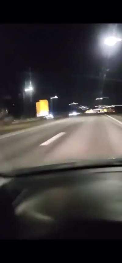 Wrong-way driving leads to a head-on collision with two cars. One of the cars catches on fire. It's believed the guy wanted to commit suicide.