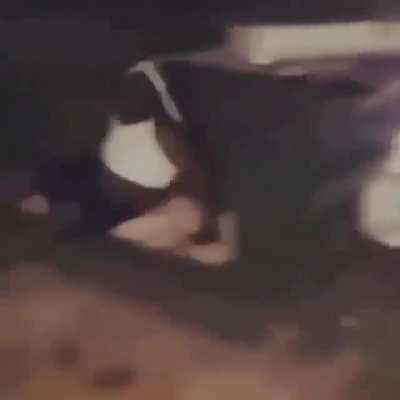 Dude repeatedly gets hit in his head with a big metal pot