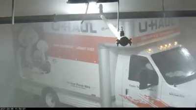 Setting off a sprinkler system in the process of uhaul vs parking structure.