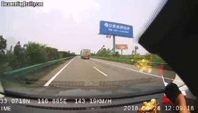 Driver records himself crashing into a group of people broken down on the side of the road