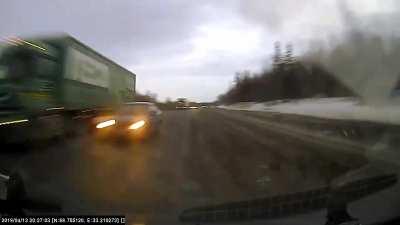 Passenger dead after car hits truck not because of the author's fault, 13.04.2019