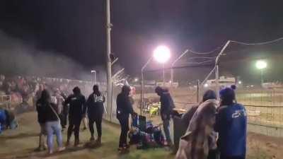 Multiple rollovers in a Sprint Car Dirt Race