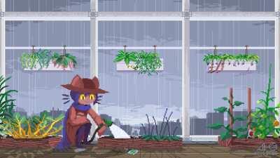 Niko relaxing in a greenhouse [OC]