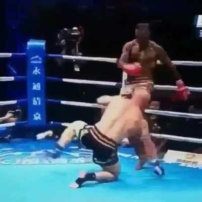 Kickboxers well practiced subtle, but vicious move.