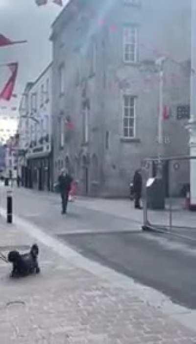 Drunk/high guy in Galway, Ireland freaking out over people he thinks are tourists.