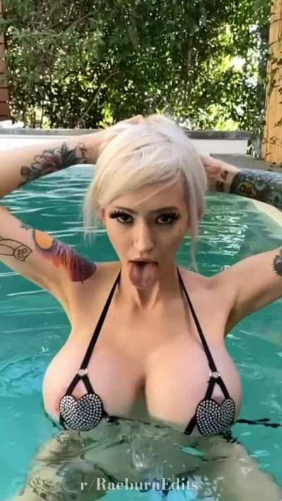 Slow-mo bikini bouncing in a pool