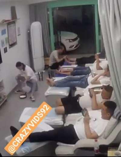 Her face got the worst of it. It so crazy how the gas or fumes ignite the whole room.