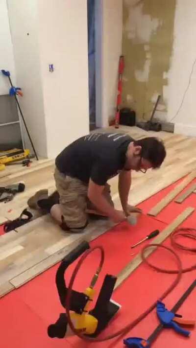 I made my new kitchen floor. Multi species hardwood. Finished with Zar polyurethane