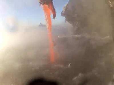 Lava falling into the ocean