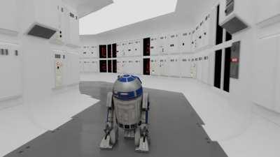 R2D2 running laps on the Tantive IV