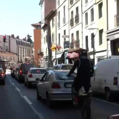 Guy just goes over two random cars on the street without a care. Everything is just there to for hin to play with.