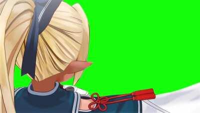 Flare unboxing a green screen instead of watame