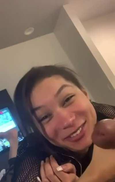 Latina Cutie Smiling while Sucking Dick!