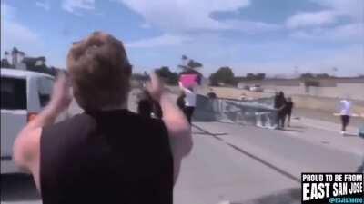 BLM protesters smashing cars and blocking the highway