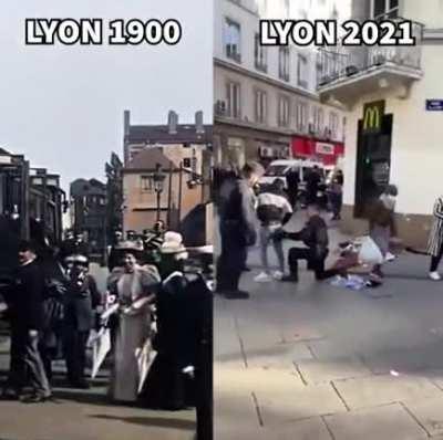 Франция. Лион в 1900 и 2021 году