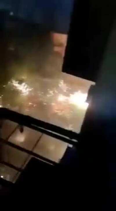 Wires bursting like crackers due to the cyclone....Amphan.. Kakurgachi, Kolkata ...