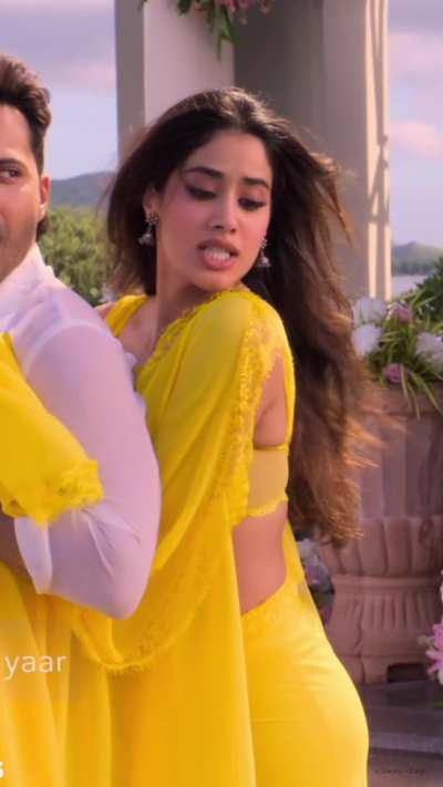 Janhvi Kapoor in yellow saree