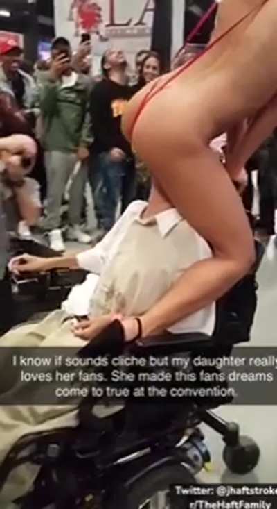 My sister Adriana is a Pornstar and she loves her fans so much; she made this guy in the wheelchairs day