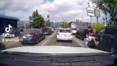 Man unleashes every inch of his anger during this road rage incident