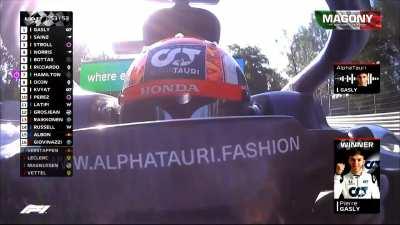 Pierre Gasly reaction to 1st place victory at the 2020 Italian GP : 