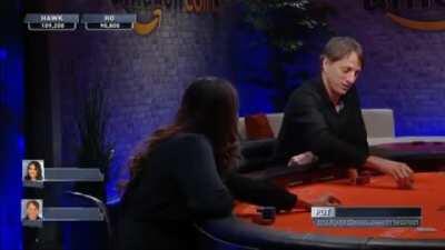 Tony Hawk casually soul reading professional poker player Maria Ho, killing her on the inside.
