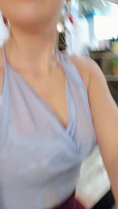 Sneaking a titty flash in front of the guy making my pizza