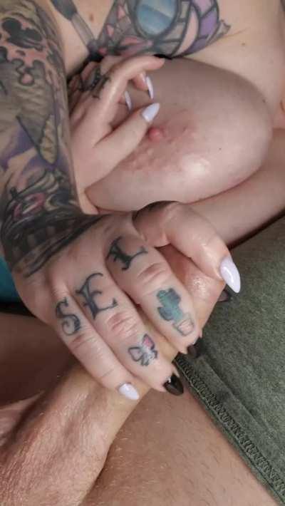 Love stroking cock laying in bed