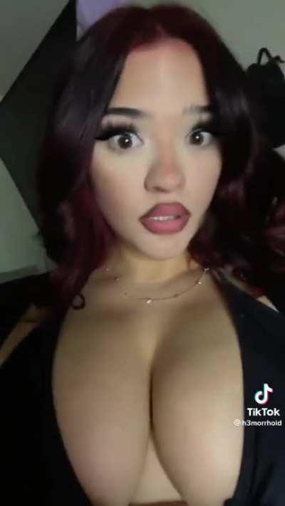 Always happy to show off her big milkers