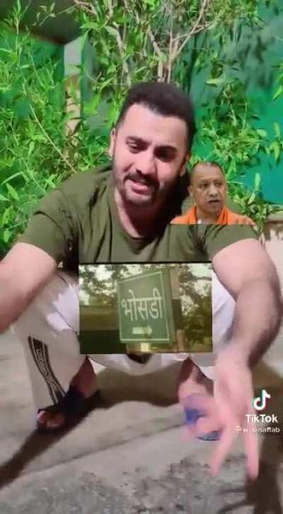 Congress Neta begging Yogiji to change their native place name