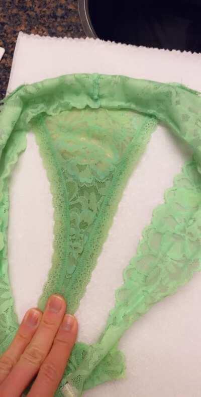 Wanted to show how soaked my panties got (also left a cum puddle on the floor 😬)