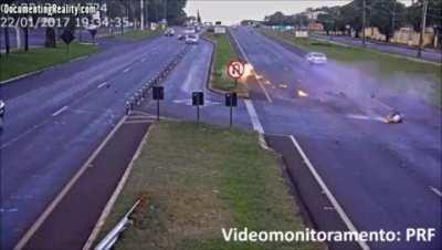 Motorcycle crash ends in a firey blast