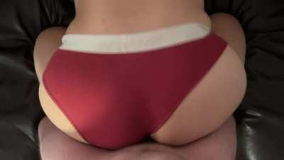 I’m surprised he could last thing long before spurting his prejac cum all over my panties