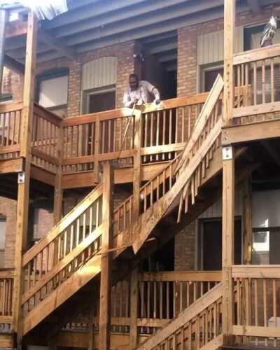 WCGW knocking a huge icicle down