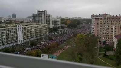Timelapse of a Minsk protest crowd today