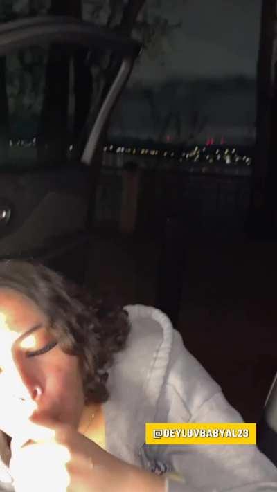 had daddy pull over and gave him some of this throat with a view 