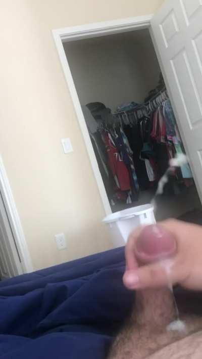 Shooting all over my cock and stomach