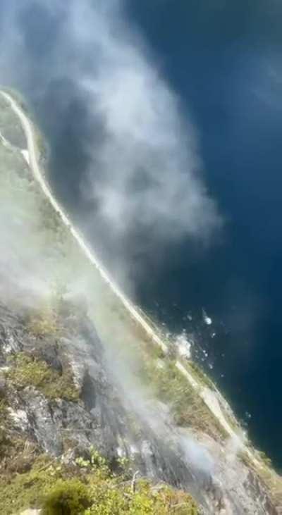 rock falls from mountain