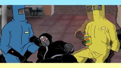 AuthRight and LibRight teaming up and taking on antifa supersoldiers in the aftermath of The Great Reset.