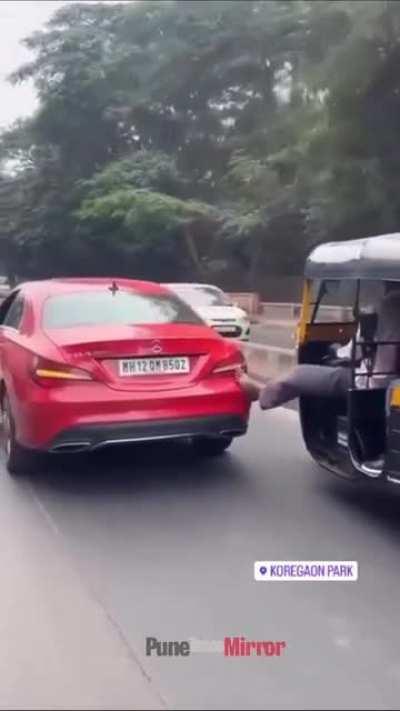 Benz powered by Bajaj. (credits IG : Pune Mirror)